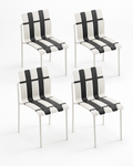 Set of four Ondara striped dining chairs — black-white — white studio background