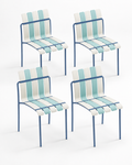 Set of four Ondara striped dining chairs — blue — white studio background