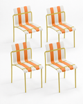 Set of four Ondara striped dining chairs — citrus — white studio background