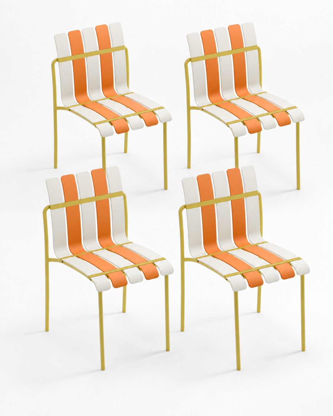 Set of four Ondara striped dining chairs — citrus — white studio background