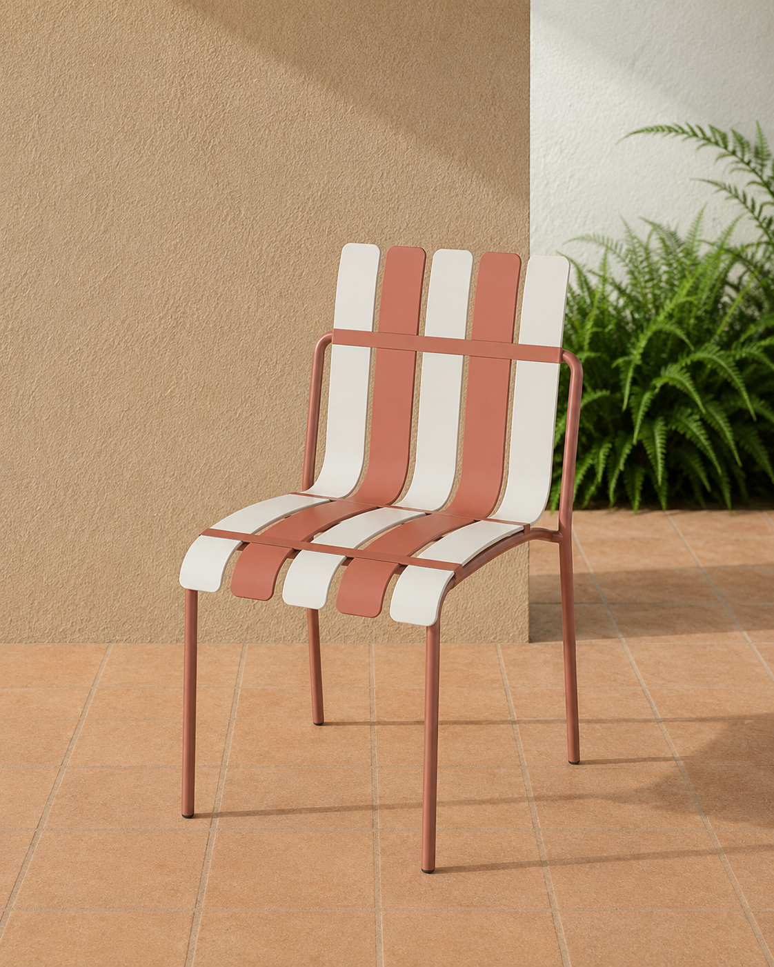 Ondara garden chair in Nude Beige & White