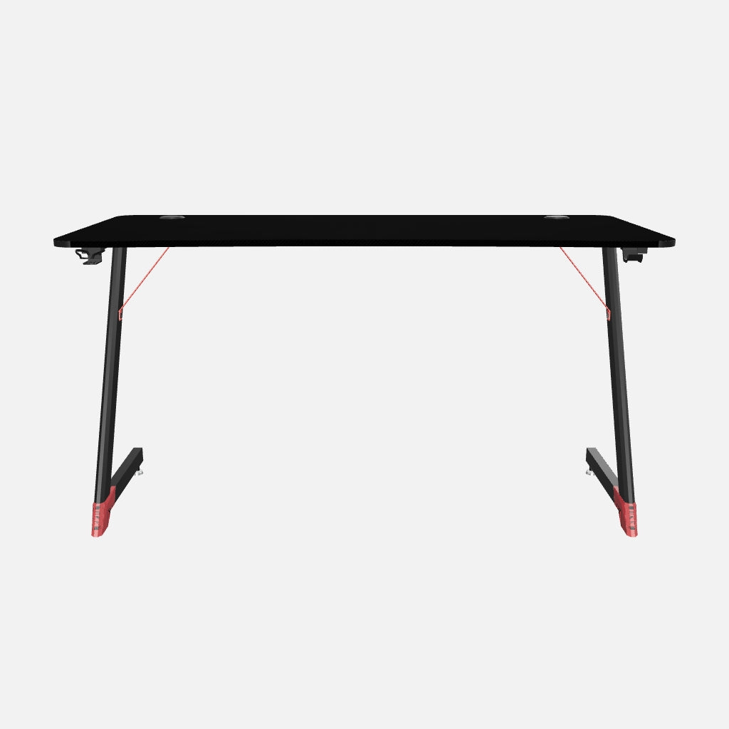 Essentials 140 Gaming Desk | LEDs, Headphone & Drink Mounts (Carbon Fibre Black, 140cm) Gaming Desk - Gaming