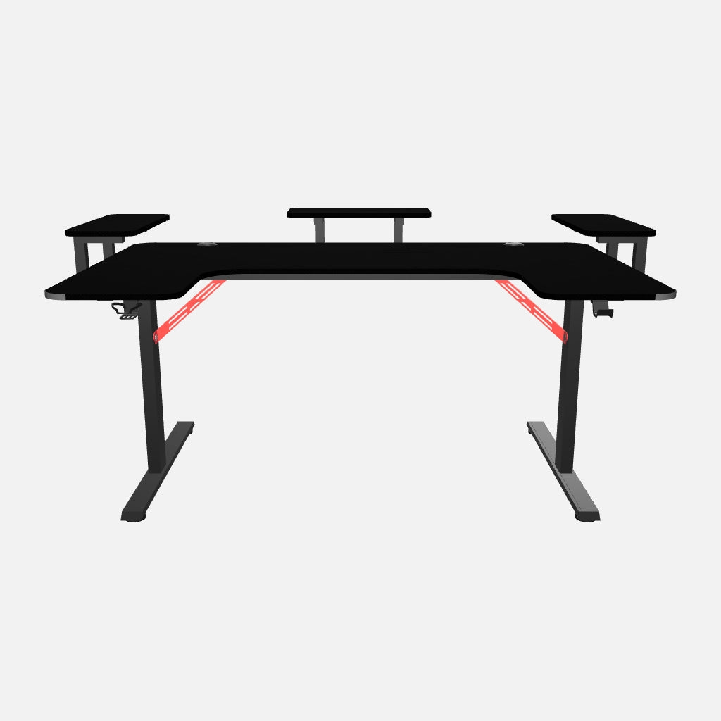 Pro 160 Gaming Desk | LEDs, Headphone & Drink Mounts (Carbon Fibre Black, 160cm) - Outlet Gaming Desk - Marcel Olsen