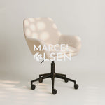 Sheepskin Upholstered Desk Chair (Sahara Beige Bouclé) – Modern Home Office Swivel Chair - Marcel Olsen