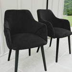 Bonanova Velvet Dining Chair (Granite Grey Fabric) – Modern Upholstered Dining Chair with Armrests - Marcel Olsen