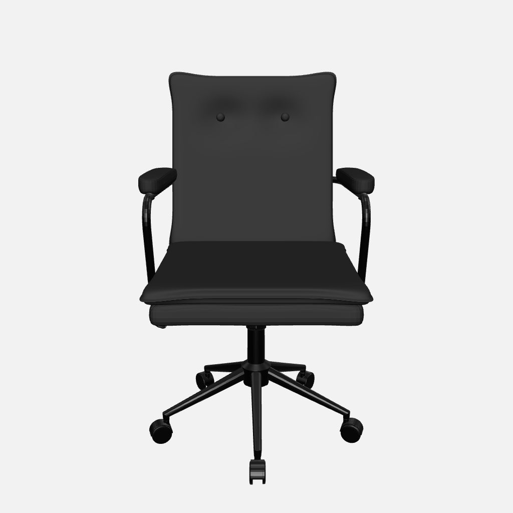 Executive Cushioned Office Chair (Black Faux Leather) – Mid-century Modern Swivel Desk Chair (Outlet) Outlet Products - Marcel Olsen