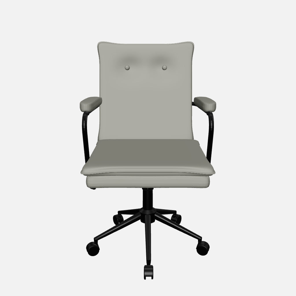 Executive Cushioned Office Chair (Grey Faux Leather) – Mid-century Modern Swivel Desk Chair - Marcel Olsen