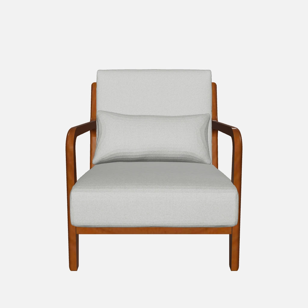 Lubian Mid-century Upholstered Armchair (Warm Stone Fabric) – Imperfect (Minor Cosmetic Marks) - Marcel Olsen