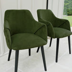 Bonanova Velvet Dining Chair (Verdigris Green Fabric) – Modern Upholstered Dining Chair with Armrests - Marcel Olsen