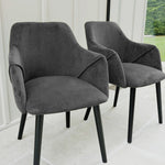 Bonanova Velvet Dining Chair (Noir Black Fabric) – Modern Upholstered Dining Chair with Armrests - Marcel Olsen