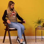 Chiva Rattan & Wood Dining Chair (Chestnut) – Rustic Boho Upholstered Chair with Armrests - Marcel Olsen