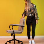 Executive Cushioned Office Chair (Grey Faux Leather) – Mid-century Modern Swivel Desk Chair - Marcel Olsen