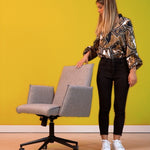Rello Upholstered Home Office Chair (Stone Frost Grey Fabric) – Modern Swivel Desk Chair (Outlet) Outlet Products - Marcel Olsen