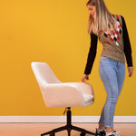 Sheepskin Upholstered Desk Chair (Sahara Beige Bouclé) – Modern Home Office Swivel Chair - Marcel Olsen