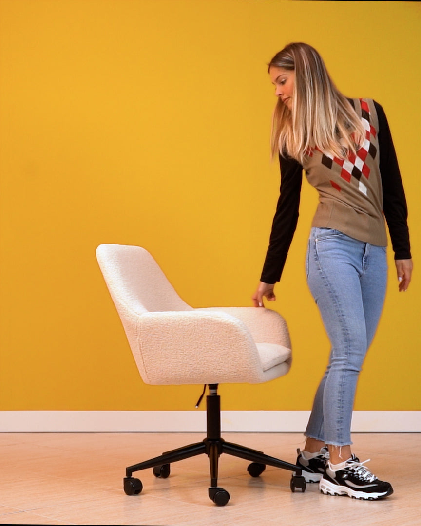 Sheepskin Upholstered Desk Chair (Oat Bouclé) – Outlet - Marcel Olsen