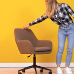 Sheepskin Upholstered Desk Chair (Smoked Oak Brown Bouclé) – Modern Home Office Swivel Chair - Marcel Olsen