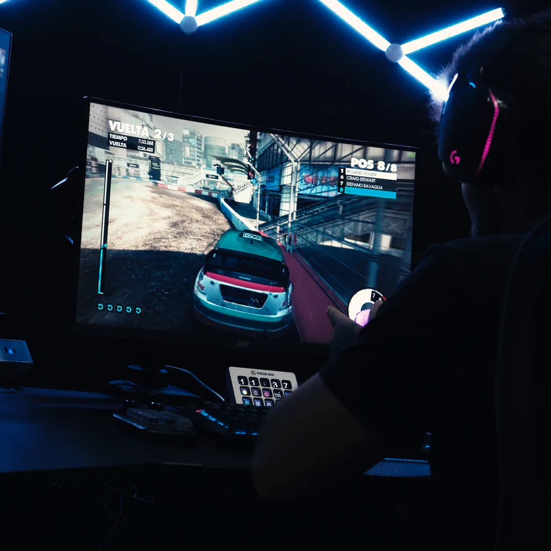 Essentials 120 Gaming Desk | LEDs, Headphone & Drink Mounts (Carbon Fibre Black, 120cm) Gaming Desk - Jacob Bek Gaming