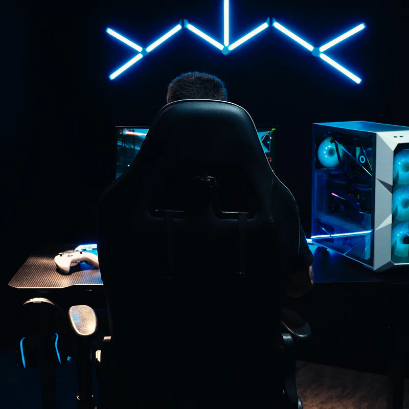 Essentials 120 Gaming Desk | LEDs, Headphone & Drink Mounts (Carbon Fibre Black, 120cm) Gaming Desk - Jacob Bek Gaming