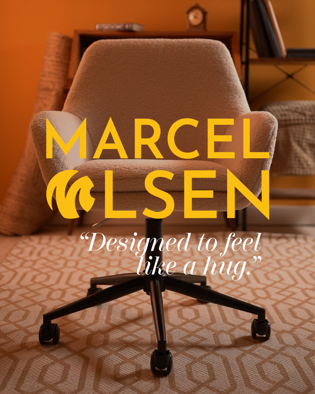 Sheepskin Upholstered Desk Chair (Sahara Beige Bouclé) – Outlet - Marcel Olsen
