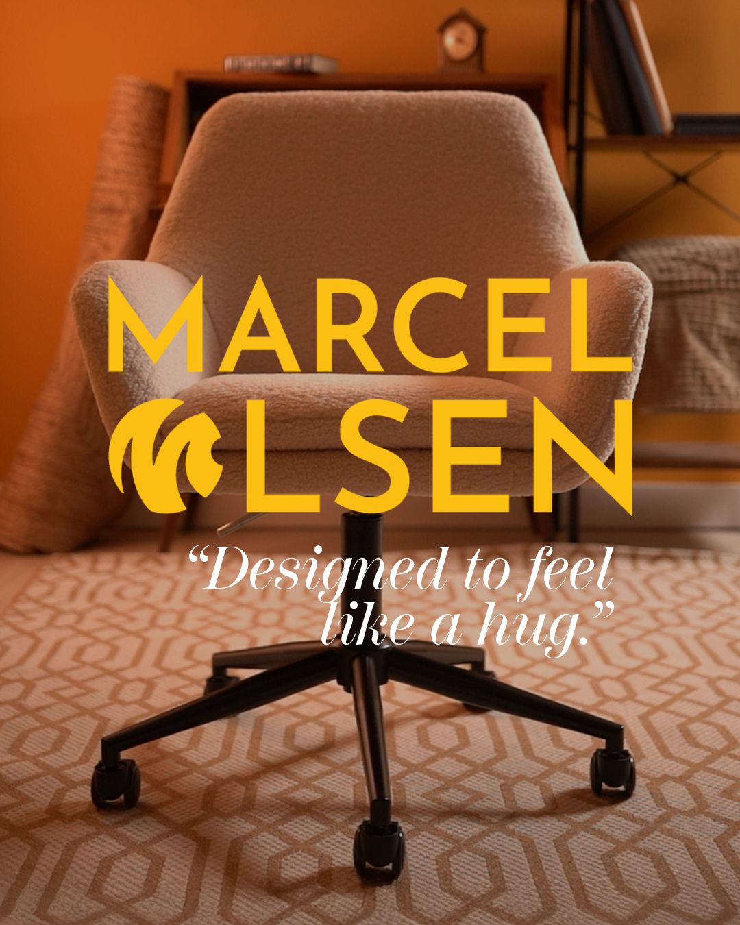 Sheepskin Upholstered Desk Chair (Sahara Beige Bouclé) – Outlet - Marcel Olsen