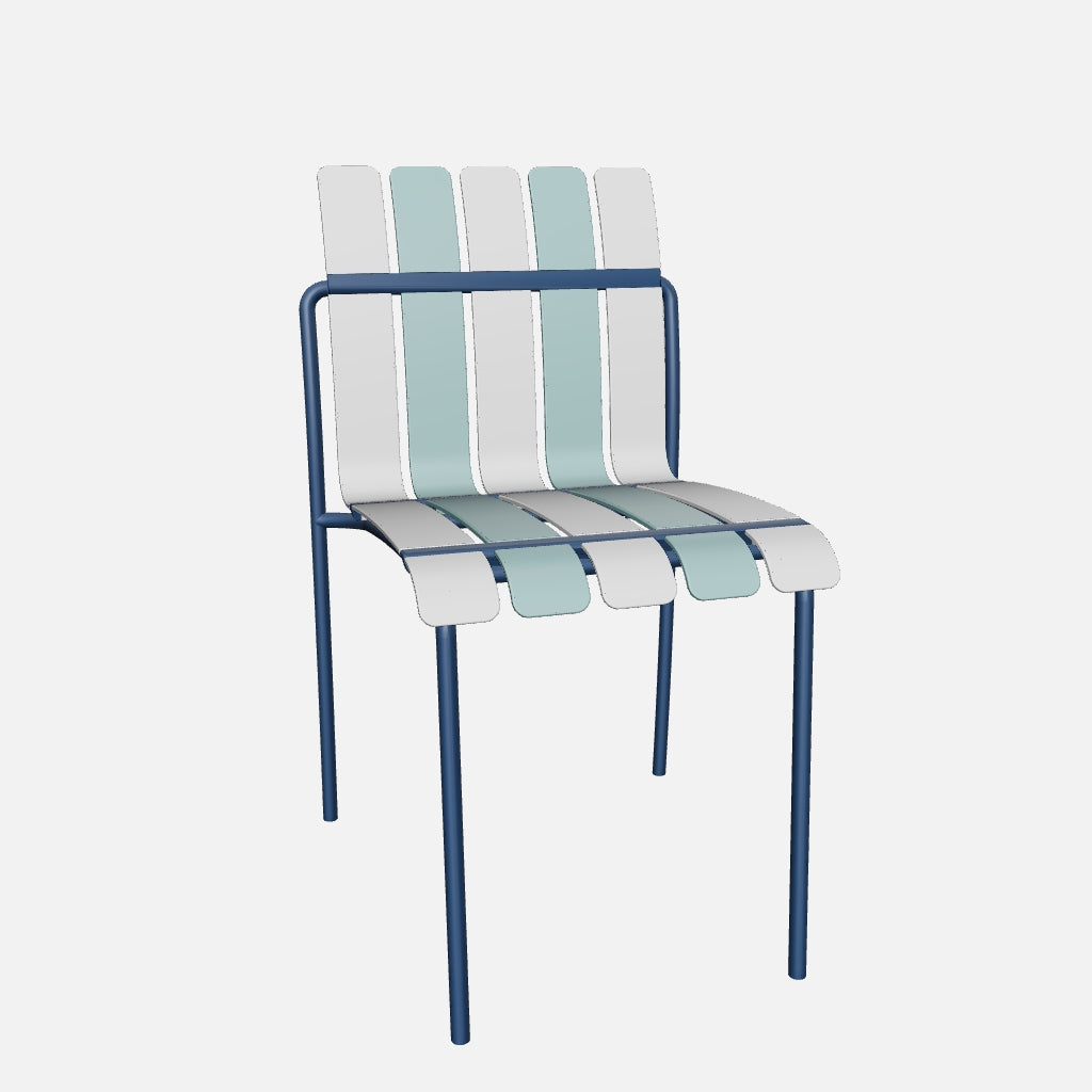 Ondara Outdoor Chair (Sea Blue & White) – Modern Boho Patio Chair - Marcel Olsen