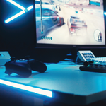 Core 120 Gaming Desk | LEDs, Headphone & Drink Mounts (Carbon Fibre Black, 120cm) (Outlet) Outlet Products - Marcel Olsen