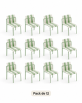 Chaises Ondara vert sauge et blanc – Lot de 12 pour cafés et appartements