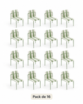 Pack de 16 sillas Ondara verde salvia y blanco para hostelería y apartamentos