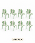 Pack de 8 sillas Ondara verde salvia y blanco para hostelería y apartamentos